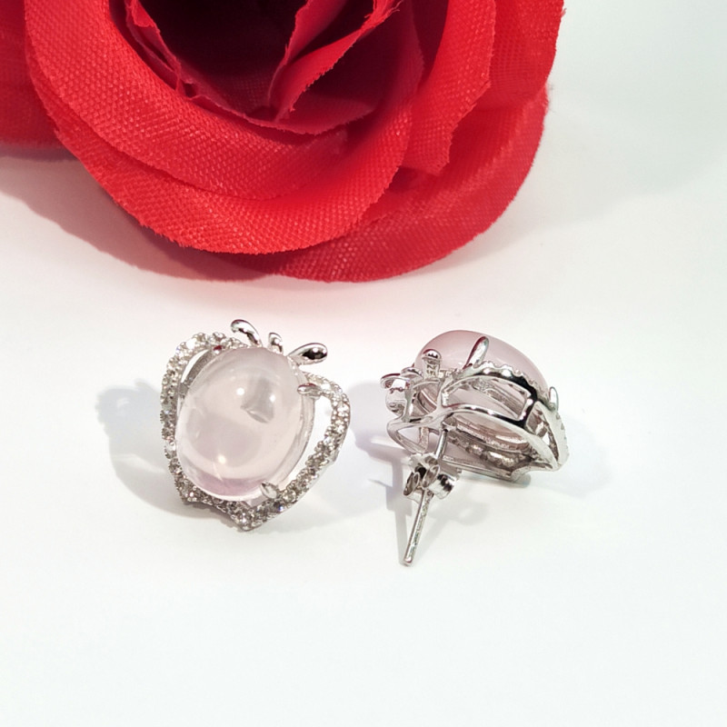 天然粉水晶耳釘-ZORQ001