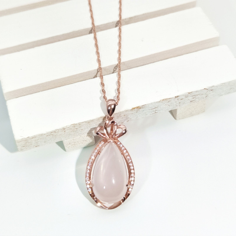 天然粉水晶吊墜-ZTRQ002