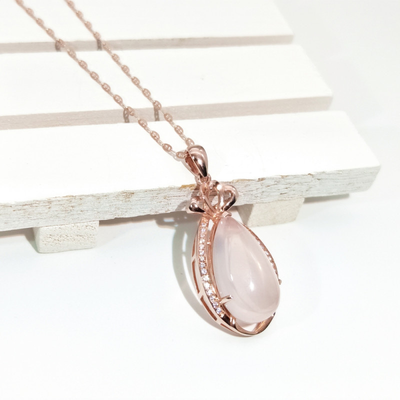 天然粉水晶吊墜-ZTRQ002